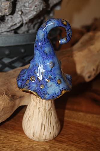 Holzwurm Dekopilz aus Keramik, H 16 cm, Schwammerl mit Blauer Kappe Holzwurm Dekopilz aus Keramik, H 16 cm, Schwammerl mit Blauer Kappe