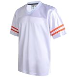 Pullonsy Men's Women's White Football Jerseys for Adult V-Neck Practice Shirts University Mesh Plain Tops Fitness Outfits Orange Stripe-White Jersey,Men Size Large
