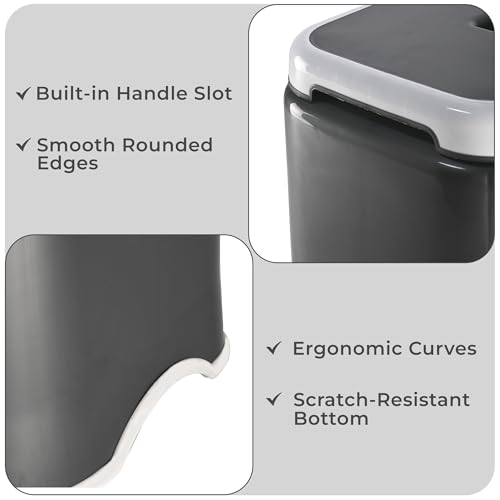 Image of Kuber Industries 18 Inch Heavy Duty Plastic Stool for Sitting & Bathing | Durable Anti-Slip Stool Senior Citizen Support Indoor & Outdoor | Multiple Space Use Home /Garden /Bathroom | Grey & White