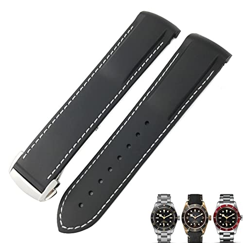 Bracelet de montre caoutchouc 20mm 22mm noir bleu rouge pour Tudor Black Bay hommes