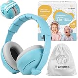 LittleTora The 'CuddleEars' 2 in 1 Baby Ear Muff - Noise Canceling Infant Toddler Headphone Hearing Protection Earmuff for Plane (Blue)