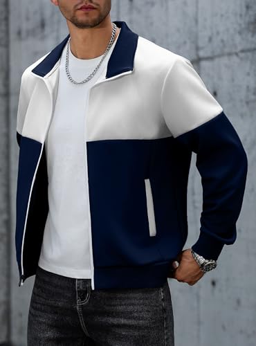 Image of HYPESTFIT Men's Retro Track Jackets, Relaxed Fit | Lightweight men's casual jacket ideal for spring & fall, running and daily athletic wear