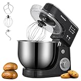 Electric Stand Mixer, 4.5QT 6-Speeds Electric Food Cake Mixer, 1000W Dough Mixer Tilt-Head Electric Stand Up Mixer with Stainless Steel Bowl, Dough Hook, Mixing Beater and Whisk, Splash Guard, Black