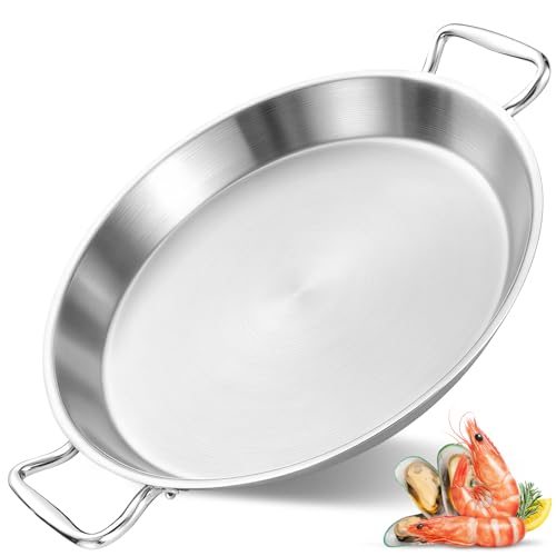 LOLYKITCH 16-Inch Tri-Ply Stainless Steel Paella Pan | Induction Compatible by LOLYKITCH - Used condition - US$85.49