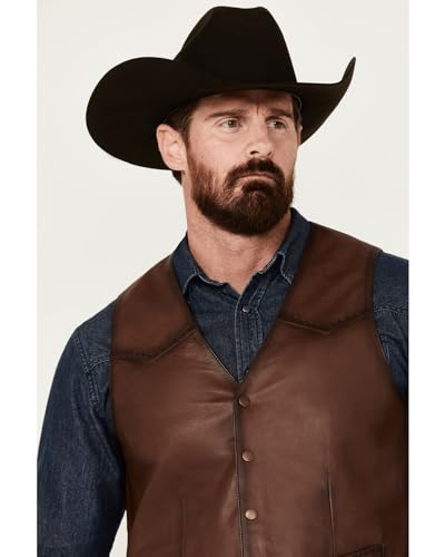 Scully Mens Distressed Yoke Brown Leather Leather Vest2