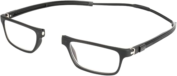Clic Magnetic Reading Glasses - Adjustable Neck Hanging Readers - Secure Fit with Hybrid Headband - Tube Executive (One Size Fits All, Matte Black, 1.75)