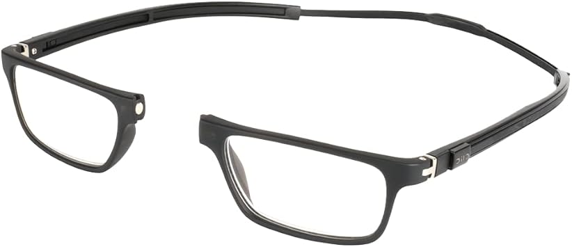 Clic Magnetic Reading Glasses - Adjustable Neck Hanging Readers - Secure Fit with Hybrid Headband - Tube Executive One Size Fits All, Matte Black, 1.75
