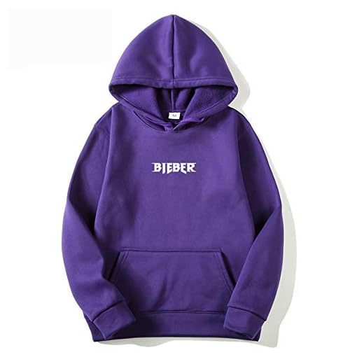 JLTPH Unisex Justin Bieber huvtröja långärmad huvtröja tröja enfärgad purpose tour sweatshirtjacka med huva sporttröja för kvinnor flickor pojkar, violett, S