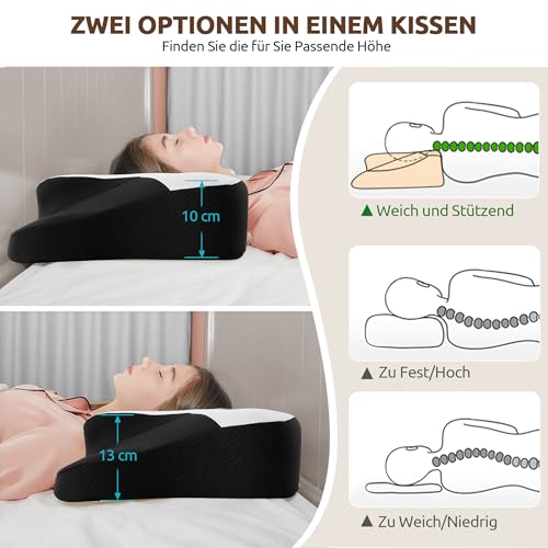 DONAMA Nackenkissen Kopfkissen Memory Foam Kissen,Schlafkissen für Seiten Rücken & Bauchschläfer
