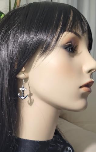 DianaL Boutique Beautiful Silvertone Nautical Anchor Earrings Enameled Gift Boxed Fashion Jewelry4
