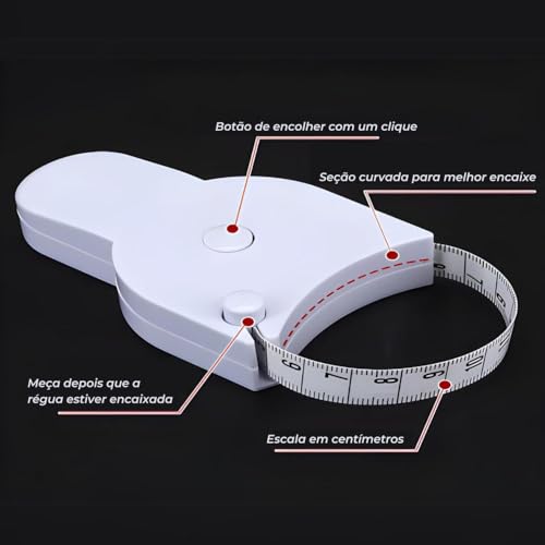 Fita Métrica Corporal Retrátil Com Trava, Portátil E Fácil De Usar, Marcações Claras, Ideal Para Med