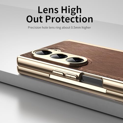 Étui pour Galaxy Z Fold6 marron housse antichoc avec stylet protection écran