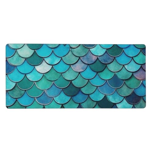 大型デスクマット 35.4 x 15.7インチ 拡張ゲーミングマウスパッド XXL マーメイドキーボードマット ロングマウスパッド デスクデコレーション ライティングパッド デスクトップマット ノートパソコン マウスパッド オフィスホーム用
