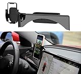 Topfit Car Cellphone Mount for Tesla Model 3 Model Y Monitor Fixed Clip Safety Cell Phone Holder Stand (Silence) Upgrade Silicone (All Screen Phone Holder)