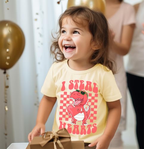 Toddler Boys Girls Valentine's T-Shirt Love Heart Truck Dinosaur Shirt Cotton Kids Tee Tops 2-7 Years3