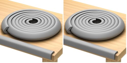 Image of Premium 12ft Edge Protector for Baby, Odorless & Waterproof Foam Cushion with 3M Adhesive Tape, Non-Toxic to Baby Proof Corners and Edges, Wall Corner Protector & Desk Edge Cushion Gray (Pack of 2)