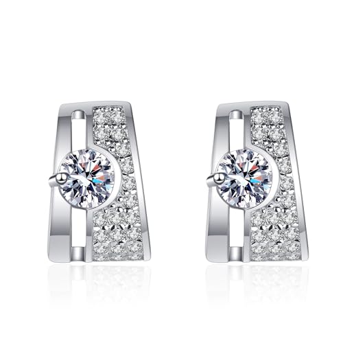 Moissanite boucles d'oreilles argent 925 plaqué platine clous d'oreilles StarGems EX005