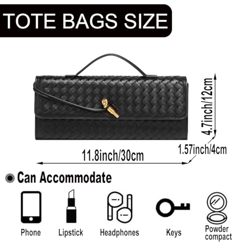 Women's Trendy Woven Evening Clutch Purse PU Leather Crossbody Underarm Shoulder Handbag Cute Satchel Wallet4