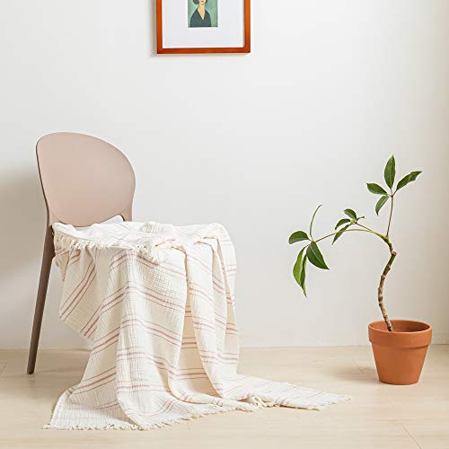 Couvre-lit en coton rose plaid couverture légère toutes saisons