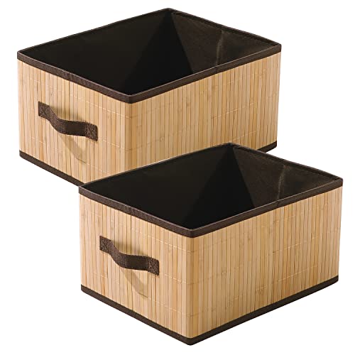 HomeStorie Rectangular Eco-Friendly Foldable Natural Bamboo Stora...