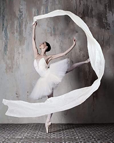 Aumulen 4M Dance Streamer Fitas de Dança Ginástica Dança do Ventre Fita de Seda Real com Vara, Faixa