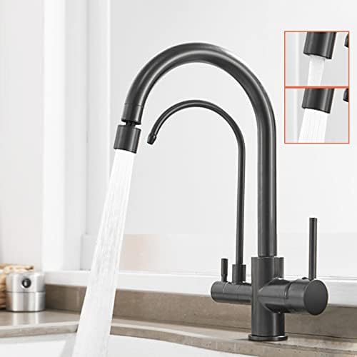 3 Voies De Cuisine 3 En 1 Avec Sortie D'eau Potable Filtrée Pour Filtre À Eau Raccord D'évier Rotatif À 360° Chrome Monomode,Noir,mode Unique