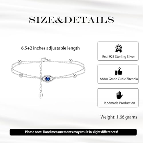 925 Sterling Silver Bracelets Evil Eye Infinity Adjustable Bracelet for Women Mother Wife Girlfriend Jewelry Gift2