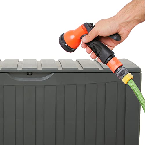 Ram Quality Products Plastic 90 Gallon Outdoor Lockable Backyard Storage Bin Deck Box For Cushions, Toys, Pool Accessories, And Towels, Gray #TOP6