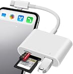 SD Card Reader for iPhone USB C & Lightening Dual Connectors SD Card Adapter Plug&Play for microSD, SD Cards or USB-A, USB-C Trail Camera Memory Reader Supports iPhone 15 16 Mac MacBook iPad