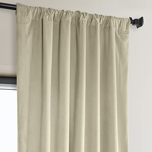 Image of HPD Half Price Drapes Signature Plush Velvet Blackout Curtains for Bedroom (1 Panel), 50W X 84L Hotel Black Out Curtains for Living Room, Thermal Insulated Blackout Curtains for Windows, Angora Beige