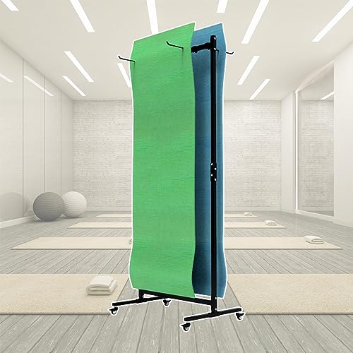 Support de tapis de yoga sur roulettes grand organiseur noir sur pied