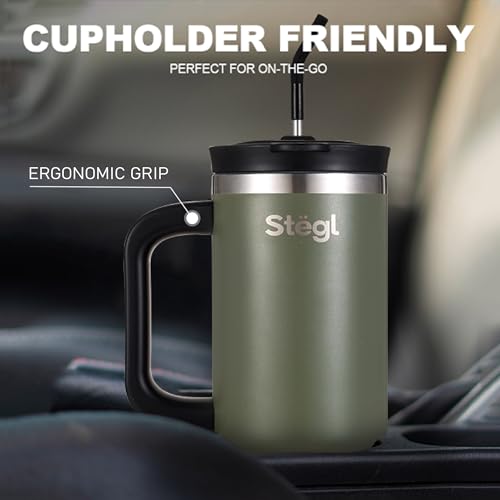 Image of Tumbler with Straw - 900ML Insulated Coffee Tumbler with Handle | Keeps Drinks Hot 12h Cold 24h | Leakproof Travel Sipper for Office Gym