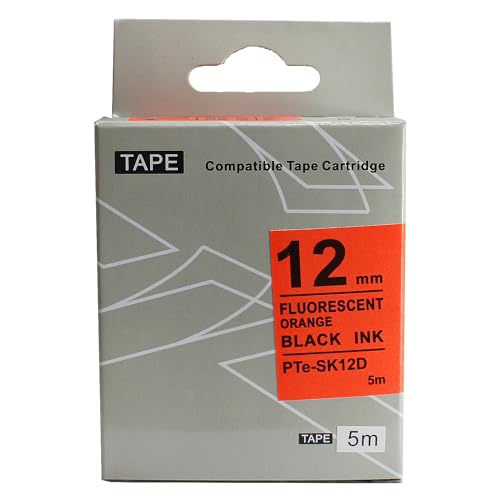 Fita Refil Compatível LK-4DBF Laranja Fluorescente Neon 12mm para Rotulador Epson LW-300 LW-400 LW-6