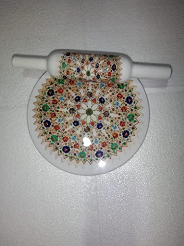Printed Design Marble chakla Belan Set ( Wooden Belan) / Rolling Pin / Roti Maker