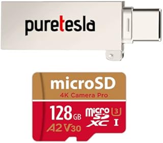 puretesla DashCam Tesla USB Drive 128 GB – Plug and Play USB Endurance microSD Drive Pre-Formatted for Tesla, TeslaCam, Dashcam, and Sentry Mode - Works with Model S 3 X Y