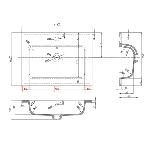 Ogomondo Lavabo Ad Incasso Mineral Marmo Colore Nero Opaco Mobile Composizione Bagno - 4