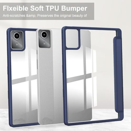 Image of ProElite Cover for Motorola Pad 60 Neo 11 inch 2025, Smart Flip Case Cover for Motorola Pad 60 Neo 11 inch 2025 with Pen Holder, Dark Blue [Transparent Back]