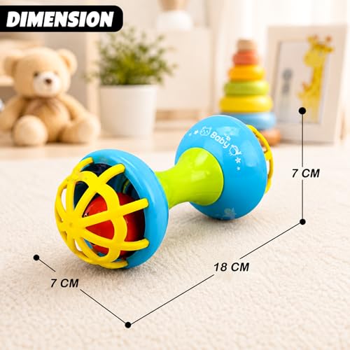 Image of WISHKEY Plastic Colorful Rattles for Infants, BPA Free Non-Toxic Shake & Grab Toys for New Born Babies, Early Age Toys for Kids, 0-6 Months, Multicolor (Pack of 2)