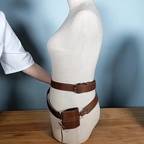 NC de Samurai Medieval Katana Cinto de Couro PU Coldre de Rapier - Castanho