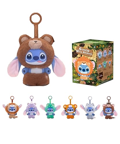 MINISO Disney Stitch Wild Animal Series Vinyl Plush Toy Surprise Box Figure Model Random Design Blind Box Toy Collectible Toy for Home Decor Birthday Gifts (Random One Figure)
