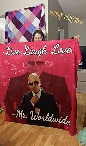 Gakilove Mr Worldwide Says To Live Laugh Love Tapestry, Pitbull Tapestry Poster Wall 3D Boutique Art Hanging Pop Home Decorations For Living Room Bedroom Dorm Decor (60 X 51 In) #TOP3