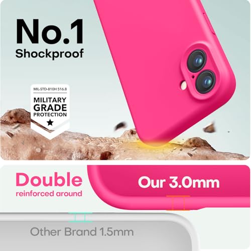 Image of LOVE 3000 Designed for iPhone 16 Case, Premium Silicone with [Soft Anti-Scratch Microfiber Lining] Shockproof Protective Phone Case for Men Women Girls 6.1 inch, Hot Pink
