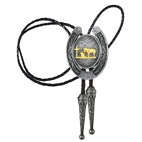 HUABOLA CALYN Bolo tie for Men Western Cowboy Texas Rodeo Vintage Bolo ties (T# Cross Prayer)