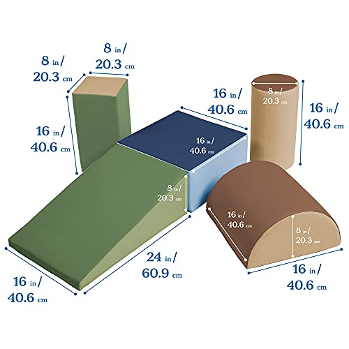 Ecr4Kids Softzone Climb And Crawl Activity Play Set, Lightweight Foam Shapes For Climbing, Crawling And Sliding, Safe Foam Playset For Toddlers And Preschoolers, 5-Piece Set, Earthtone #TOP1