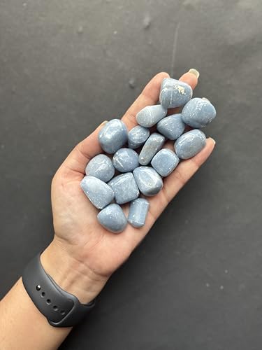 Image of Tumbled Stones, Natural Crystal Healing Stones, Home Office Decor, Aquarium Decorative Pebbles, Vase Fillers (Blue Lace Agate, 50)