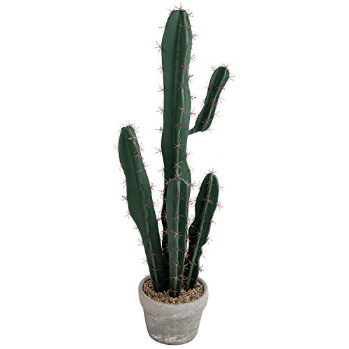 Mygift 30-Inch Artificial Potted Saguaro Cactus In Gray Cement Planter Pot #TOP3