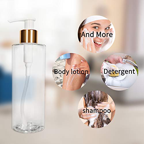 image for STARSIDE 4 Pack 250ml 8oz Empty Clear Plastic Pump Bottles.Refillable 