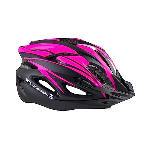 Capacete Ciclismo Preto e Rosa Led Traseiro e Viseira Tamanho Médio 54/57cm Absolute Nero