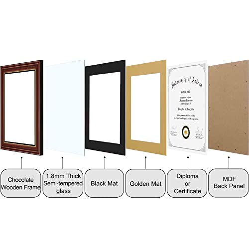 CORE ART Diploma Frame Display 11x14 Documents with Mat or 15x18 Pictures without Mat, Real Wood Wall Frame with Tempered Glass(Chocolate Brown) by CORE ART - Image 5
