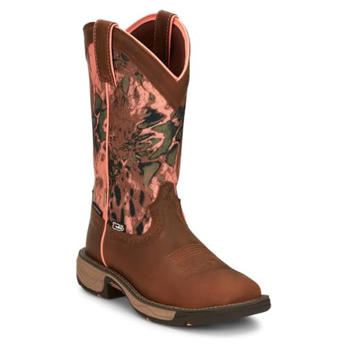 Justin Boot Company Women's Stampede Rush WP Soft Toe Square Toe Work Boot
